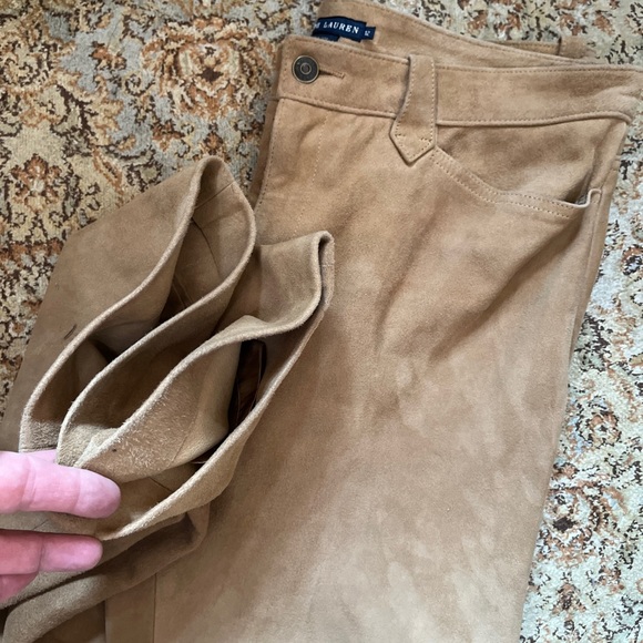 RALPH LAUREN Size 12 Tan Khaki 100% Suede Leather Classic Equestrian Flat-Front - Picture 16 of 16